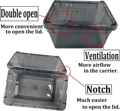 PINVNBY Reptile Enclosure Terrarium 2-Pack - 12.6"x8.7"x5.9" Multi-Purpose Transparent Plastic
