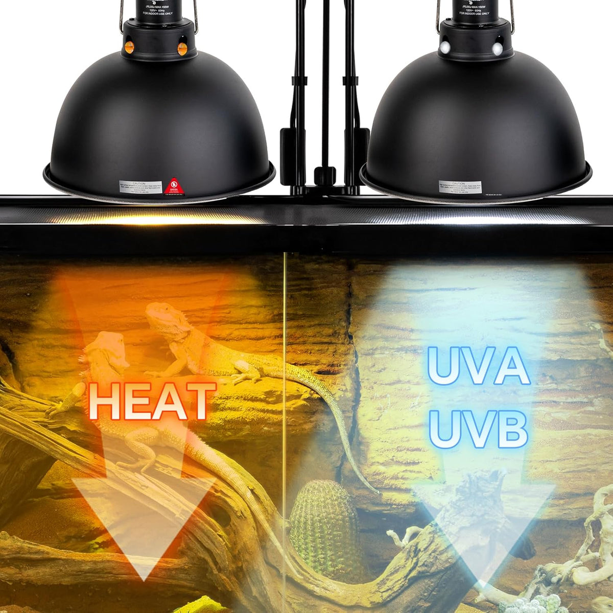 2 Pack Reptile Light Fixture, 8.5in Deep Dome Reptile Lamp Fixture, Optical Reflection Cover