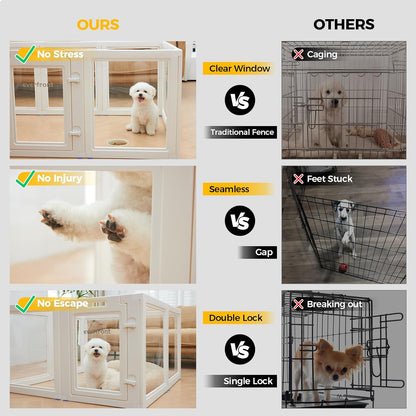 Clear Acrylic Plastic Dog Playpen - Clear Dog Play Pen - Easy Assemble Acrylic Dog Playpen - Puppy