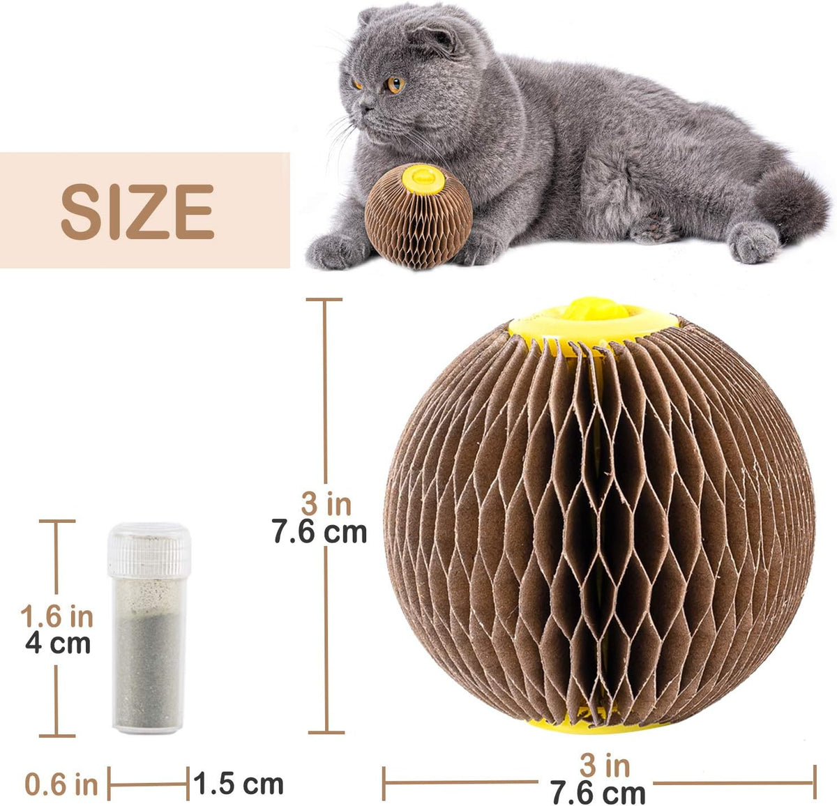 AREIIA Catnip Ball Toy for Cats Catnip Refillable Scratcher Ball Kitty's Faithful Playmate Reduce