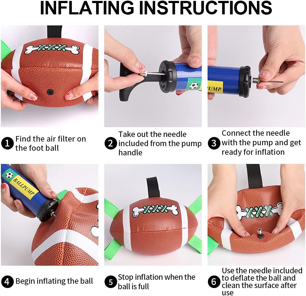 QDAN Dog Toys Football, Interactive Dog Toys for Tug of War,Superbowl Football Party Decorations