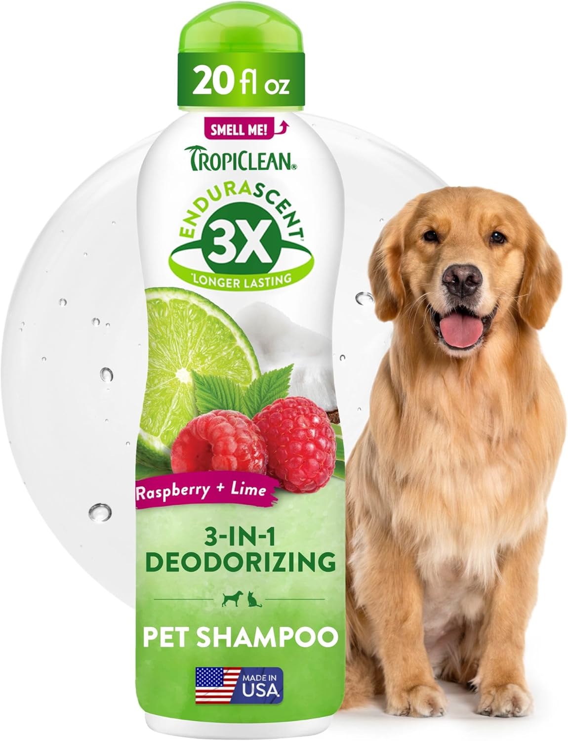 TropiClean Deodorizing Dog Shampoo, Powerful Odor Control, Long-Lasting Raspberry Lime Scent, Puppy