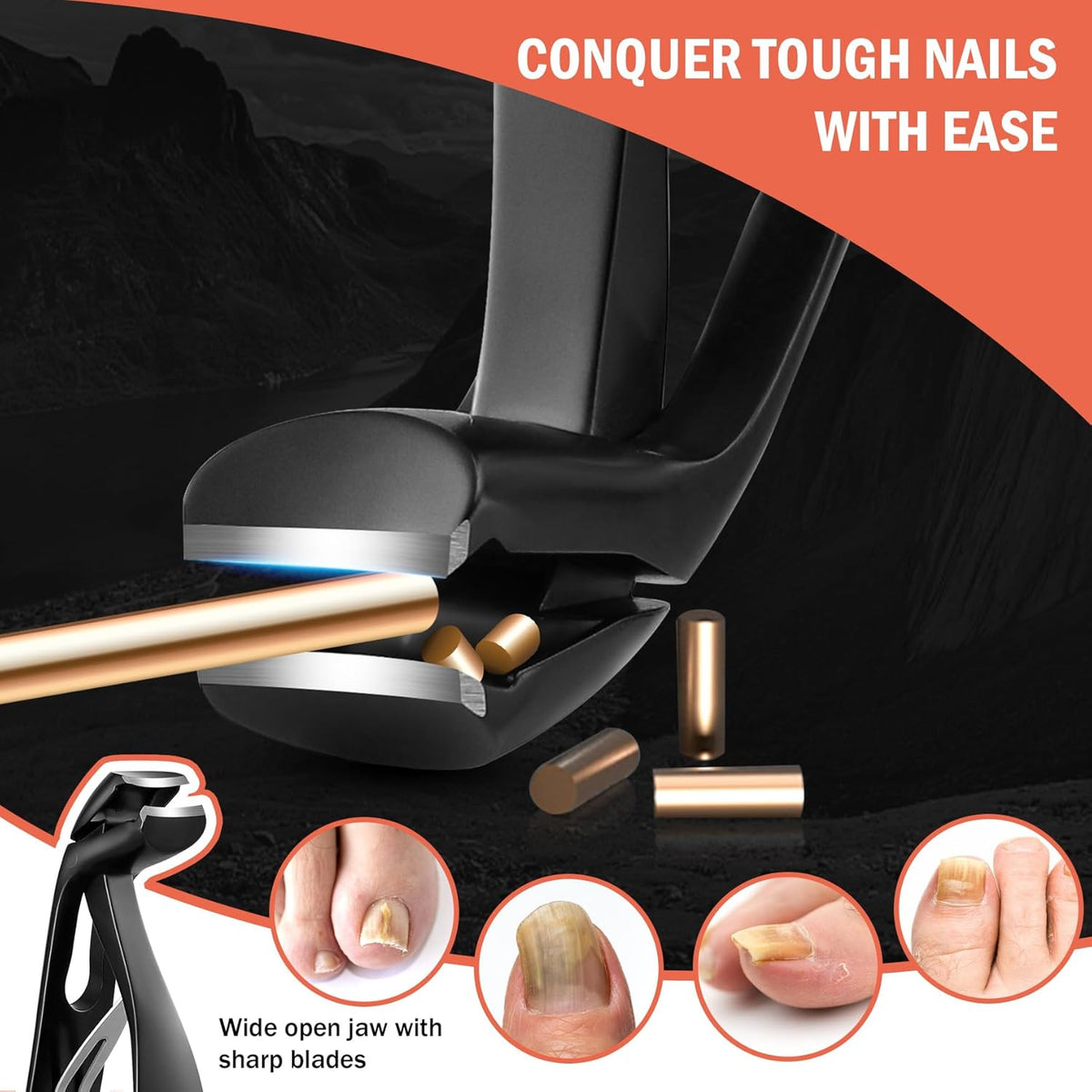 BEZOX Angled Head Toe Nail Clippers for Seniors for Thick Nails - Ergonomic Toenails Clipper for