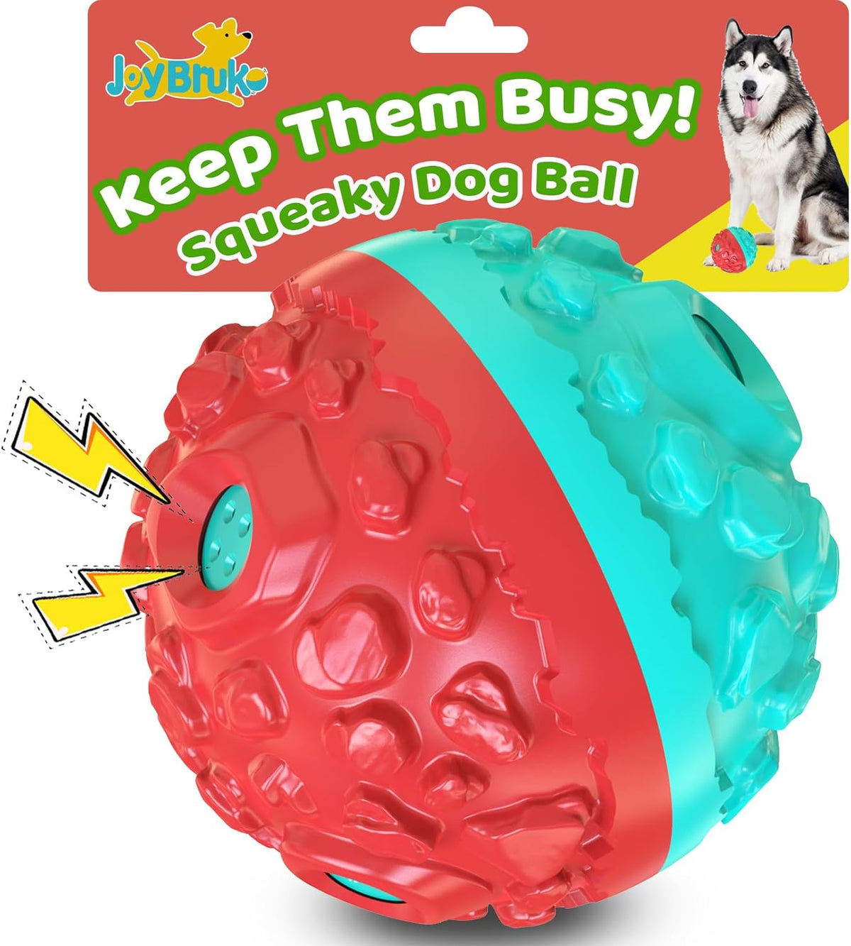 Dog Ball for Aggressive Chewers - Interactive Dog Toy Balls Fun Squeaky Sound to Keep Them Busy
