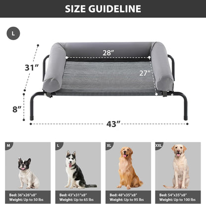 RRPETHOME Large Elevated Cooling Dog Bed, Raised Dog Cot Beds for Large Dogs, Elevated Outdoor Pet