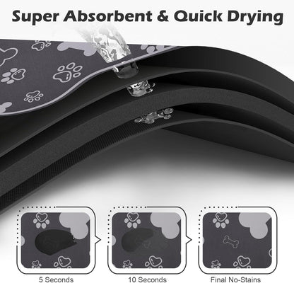 Dog Cat Food Mat,Rapid AbsorbentPet Feeding Mat, Bone Shaped Dog Placemat Water Bowl Mat with