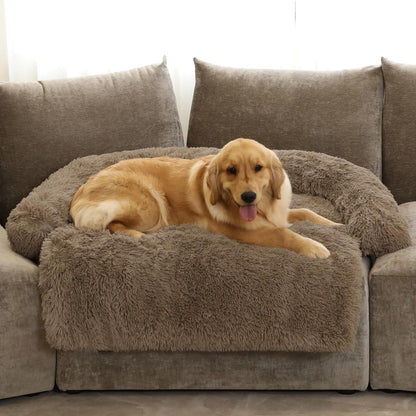 Calming Dog Bed Fluffy Plush Dog Mat for Furniture Protector with Removable Washable Cover for