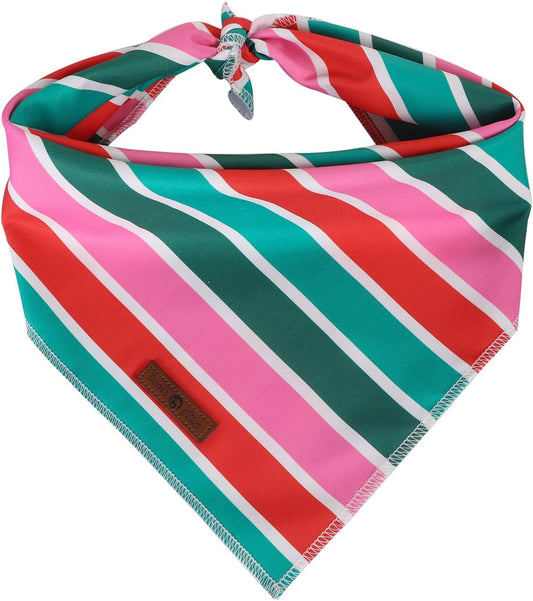 lionet paws Christmas Dog Bandana,Fabric Colorful Stripe Dogs Kerchief for Medium Large Dogs,Dog