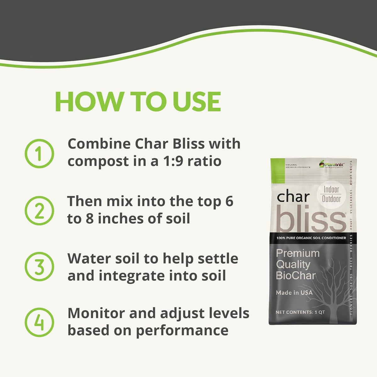 Char Bliss (16 Qts) - Organic Biochar for Plants - OMRI-Listed Biochar Soil Amendment Organic - Bio