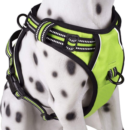 PoyPet No Pull Dog Harness, Reflective Comfortable Vest Harness with Front & Back 2 Leash