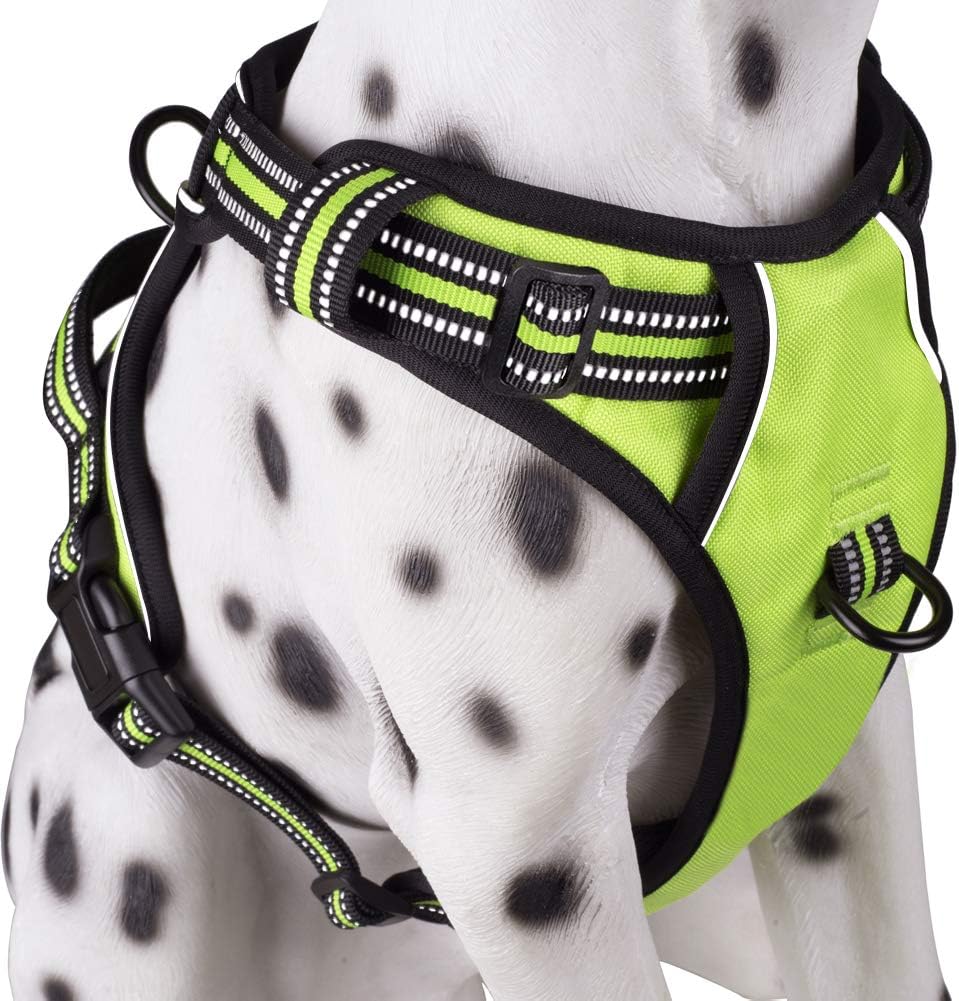 PoyPet No Pull Dog Harness, Reflective Comfortable Vest Harness with Front & Back 2 Leash