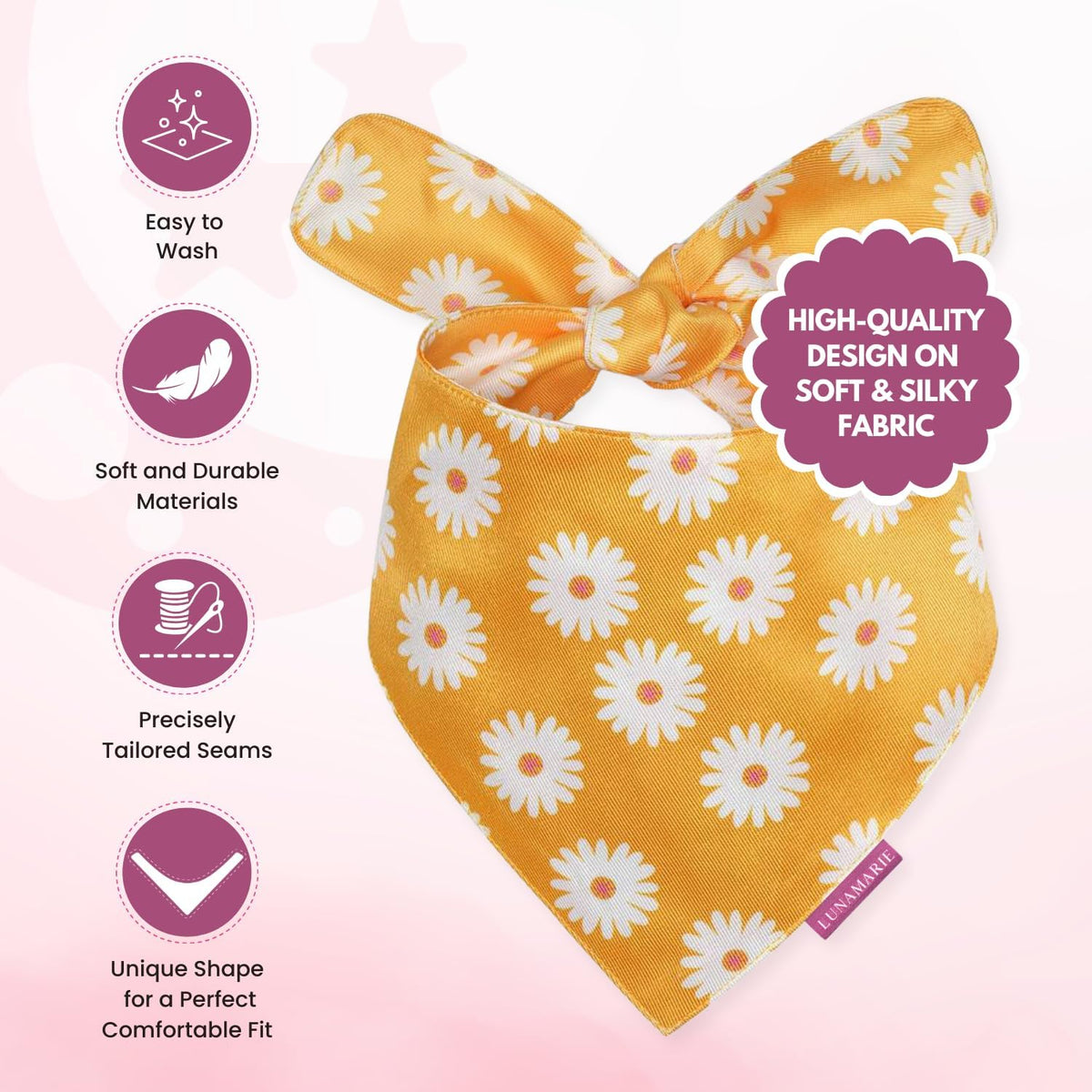LunaMarie - Luxury Pet Birthday Bandanas -Premium & Silky Poly Fabric | 100% Handmade | Custom