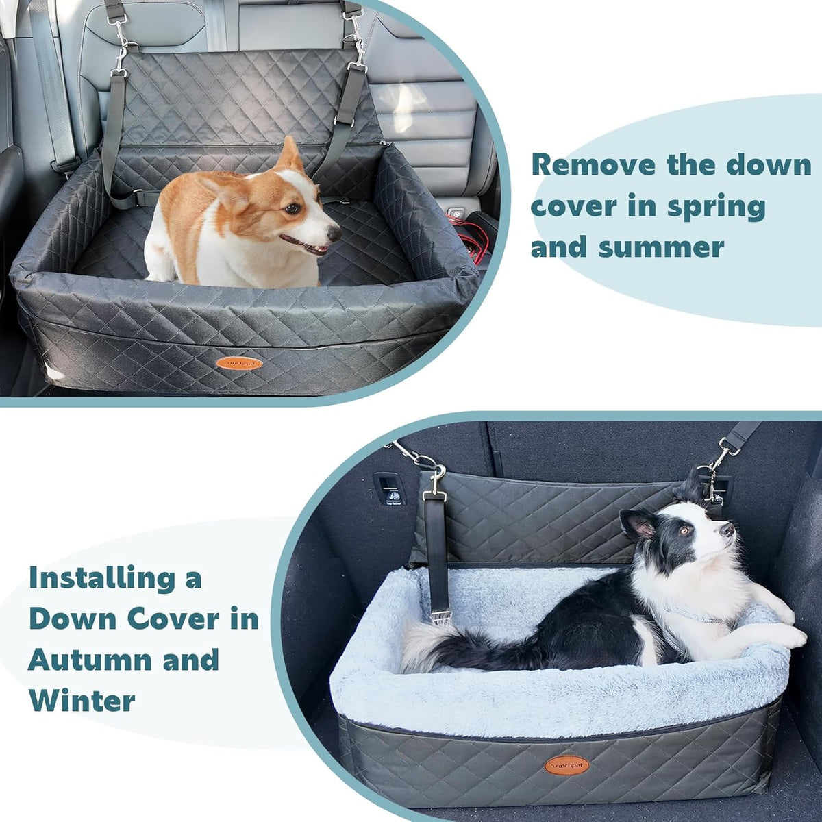 Dog Car Seat for Large/Medium Pet, Anti Slip Bottom Dogs Booster Seat for All Seasons,Pet Travel