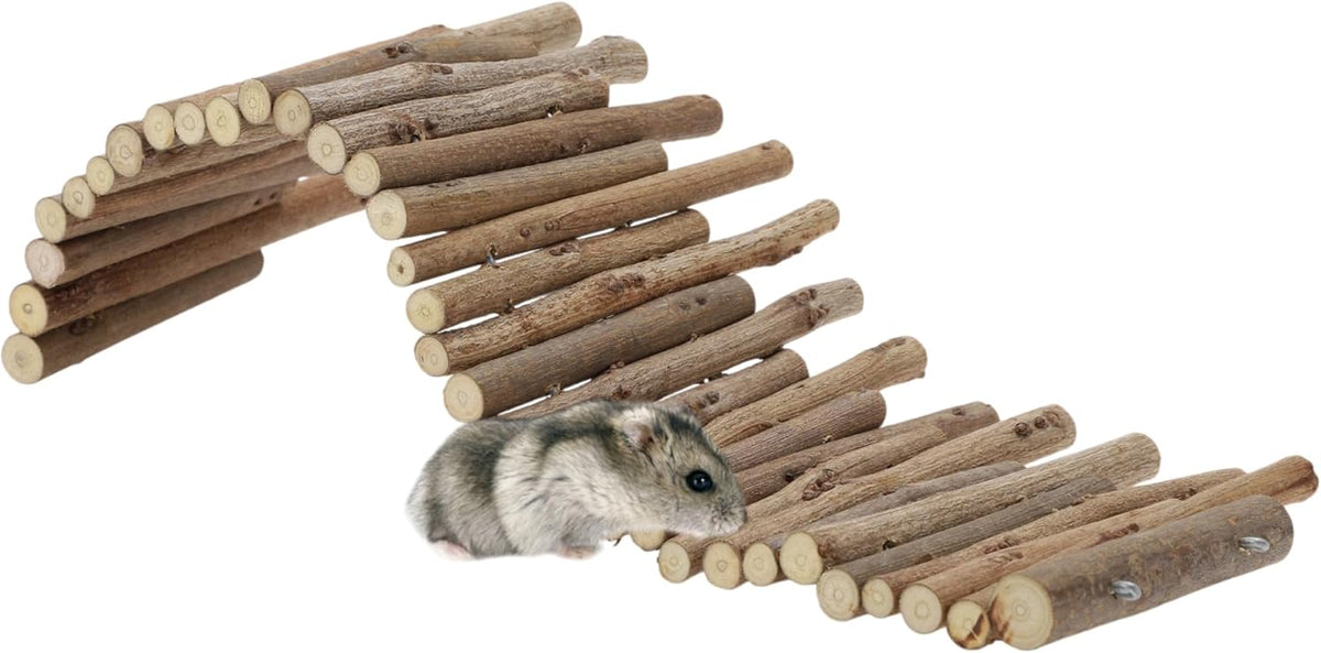 Hamster Toys, Flexible Hamster Wooden Bridge, 11.8In Hamster Fence, Hamster Cage Decor and