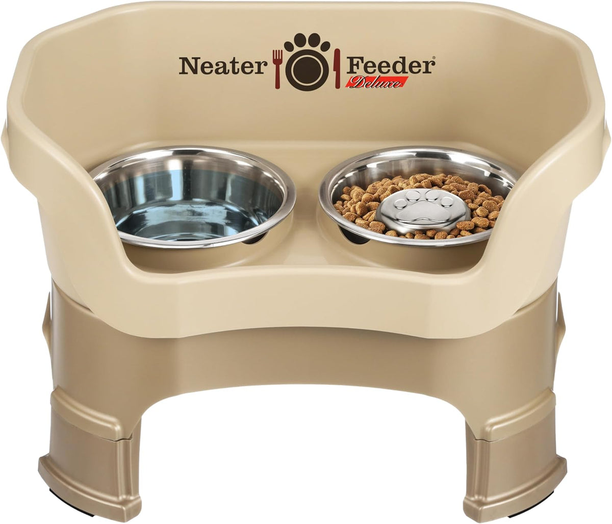 Neater Feeder Deluxe Mess Proof Dog Bowls Elevated for Medium Sized Breeds – Made in USA – No Spill