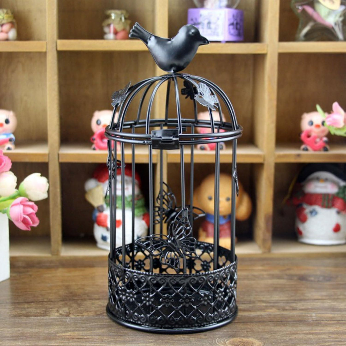 Vintage Decorative Bird Cage，Metal Black Bird Cage Decor for Candelabros para Centros De Mesa &