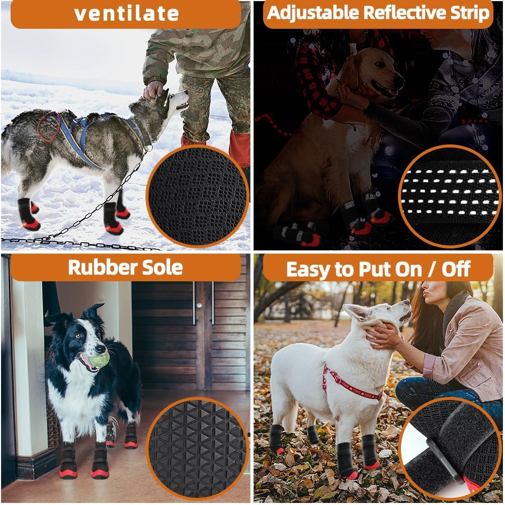 Dog Shoes for Hot Pavement Anti-Slip Dog Boots Waterproof Dog Shoes for Small to Large Dogs with