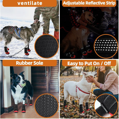 Dog Shoes for Hot Pavement Anti-Slip Dog Boots Waterproof Dog Shoes for Small to Large Dogs with