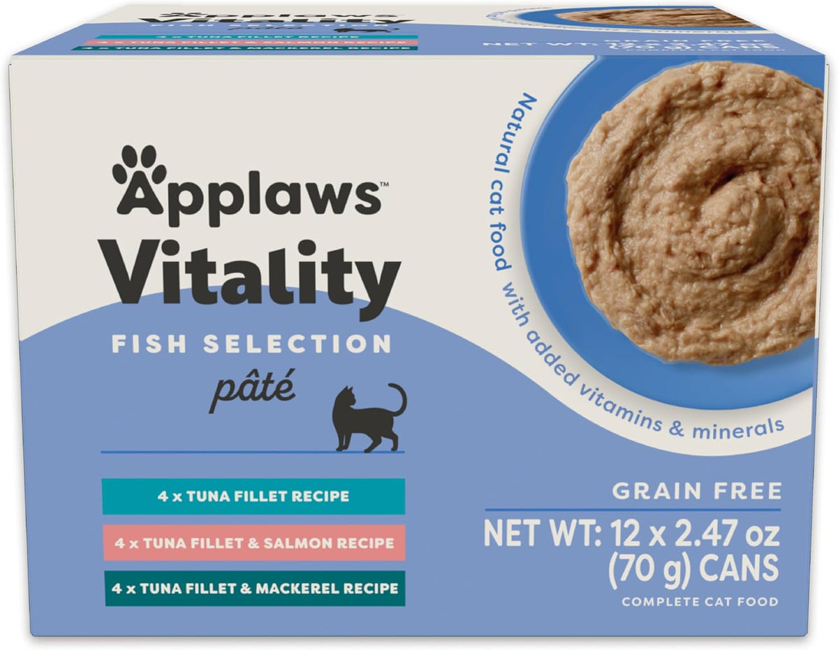 Applaws Vitality Wet Cat Food Paté, Natural Canned Cat Food, Wet Food for Cats with Added Vitamins