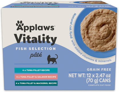 Applaws Vitality Wet Cat Food Paté, Natural Canned Cat Food, Wet Food for Cats with Added Vitamins