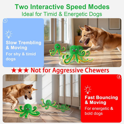 Interactive Dog Toys Octopus,Durable Automatic Jumping Dog Toy to Keep Them Busy,Squeaky Moving Tug