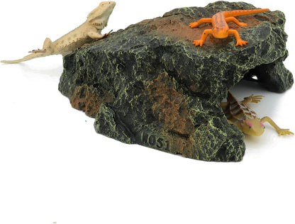 JIHAQUA Reptile Rock Hide Cave, Aquarium Habitat Decor Rock Tortoise Hideout for Lizards, Turtles
