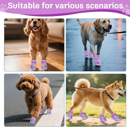 Dog Shoes for Hot Pavement, Adjustable Magic Tape Boots for Small, Medium & Large Dogs, Anti-Slip