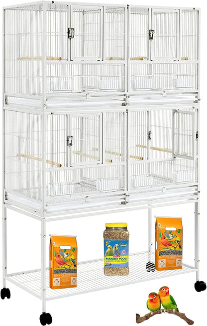 Stackable Center Divided Breeder Breeding Bird Flight Double Rolling Cage for Aviaries Canaries