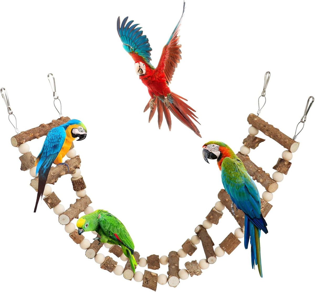 Bird Parrot Ladder Bridge Toy, Bird Swing Toy, Natural Pepper Wood Hanging Pet Chewing Toy, Rat
