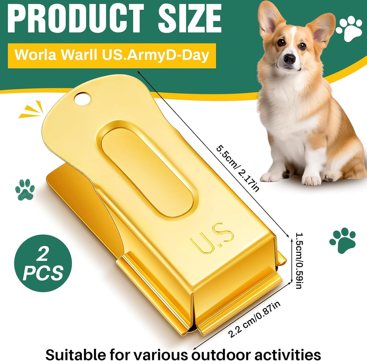 2 Pieces Brass Pet Training Clicker Signaling Cricket Clicker Metal Dog Clicker for Puppy Cats