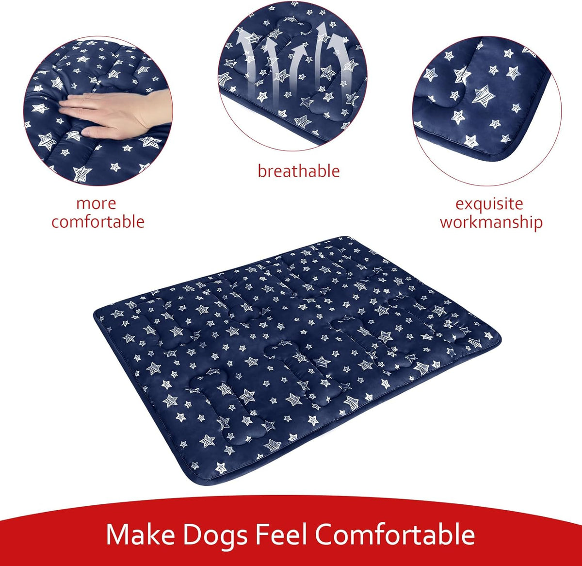 Dog Crate Mat (42" X 28"), Soft Dog Bed Mat with Cute Prints, Personalized Crate Pad, Anti-Slip
