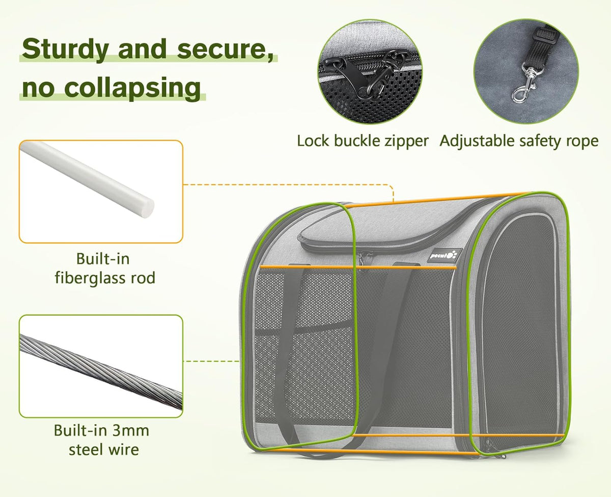 Pecute Cat Backpack with Widened Interior Space, Upgraded Dog Backpack Carrier with Various Ways to