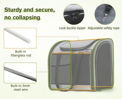 Pecute Cat Backpack with Widened Interior Space, Upgraded Dog Backpack Carrier with Various Ways to