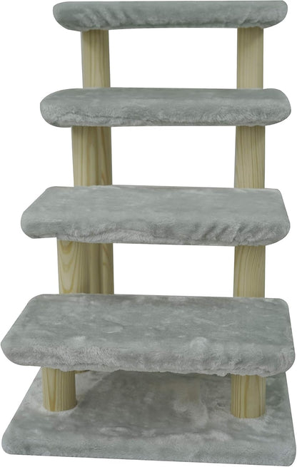 Cowboy Wooden pet Stairs 4-Step pet Ladder cat Dog Easy Stairs with Detachable Carpet for high Bed