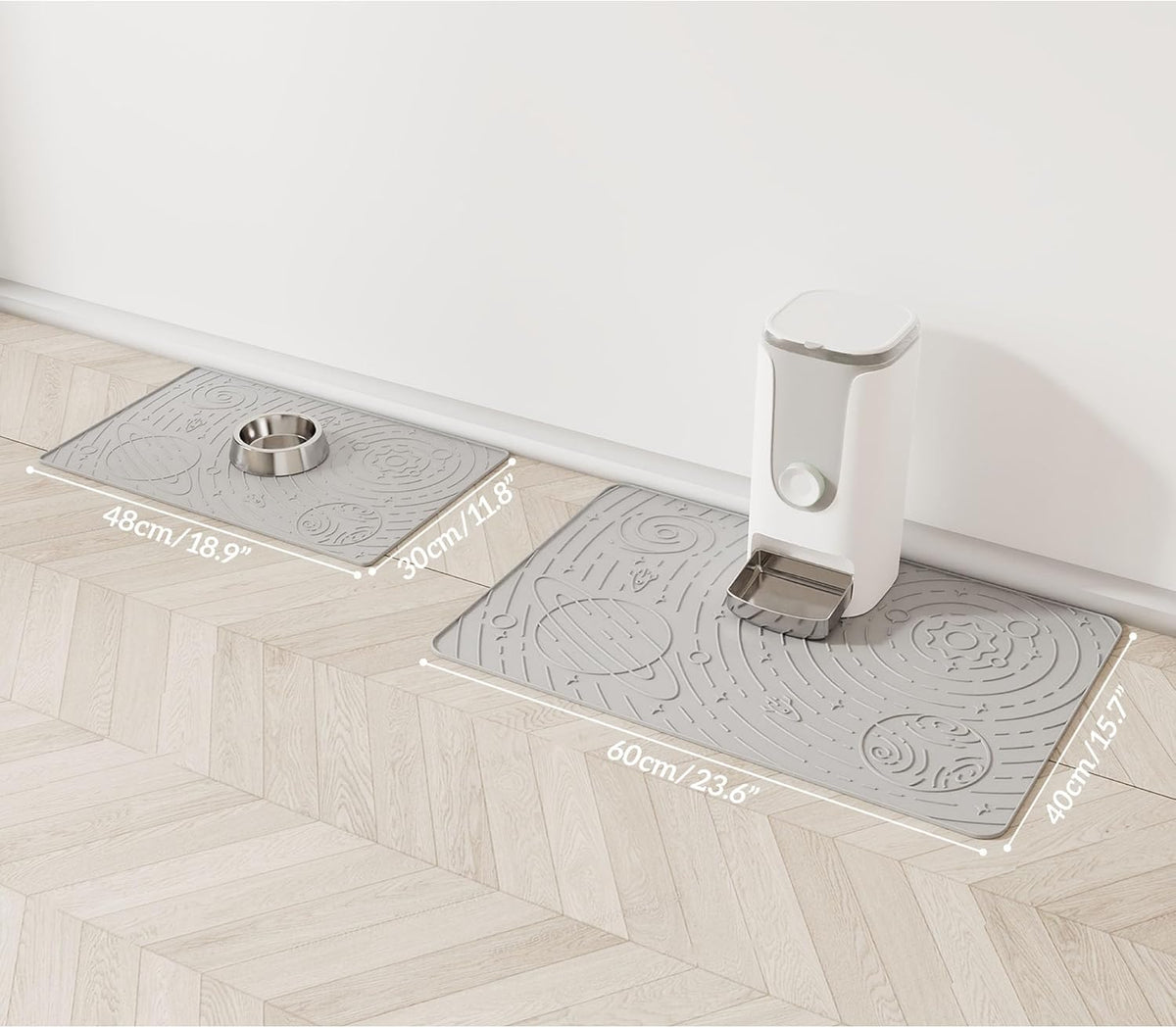 OHMO Dog Food Mat, Silicone Waterproof Cat Food Mat, Non-Skid Spill Proof Pet Feeding Mat for Food