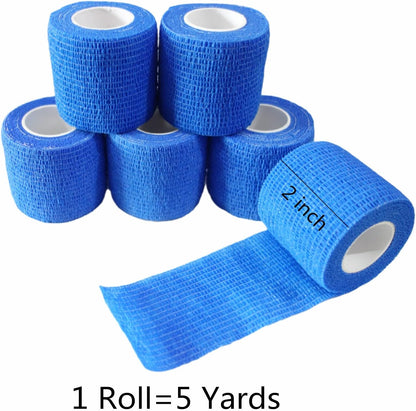6 Pack 2" x 5 Yards Self Adhesive Bandage Wrap Breathable Cohesive Vet Wrap for Pets, Elastic