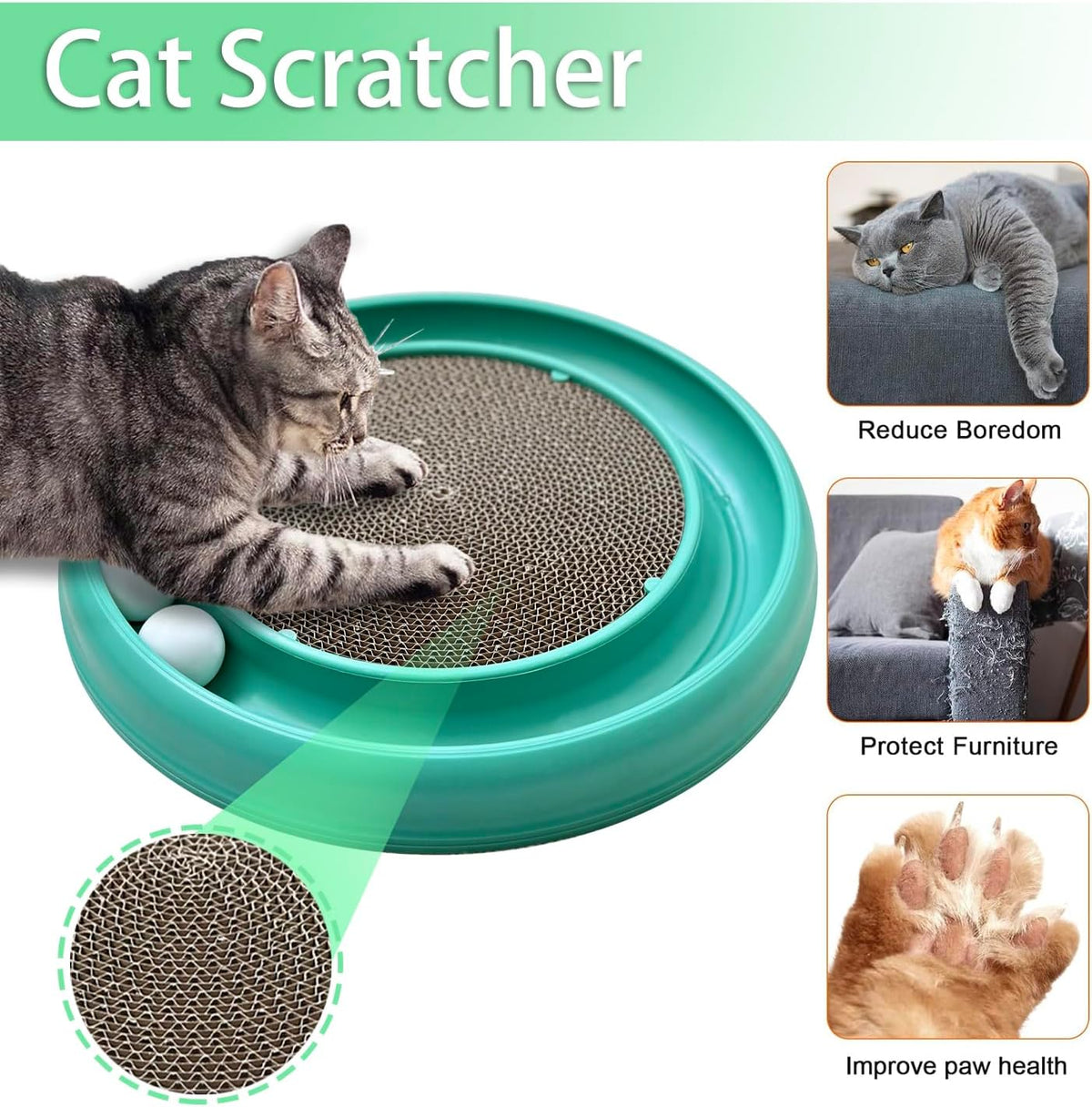 Interactive Cat Ball Track Toy for Indoor Cats, Cat Scratching Board & Exercise Set for Bored
