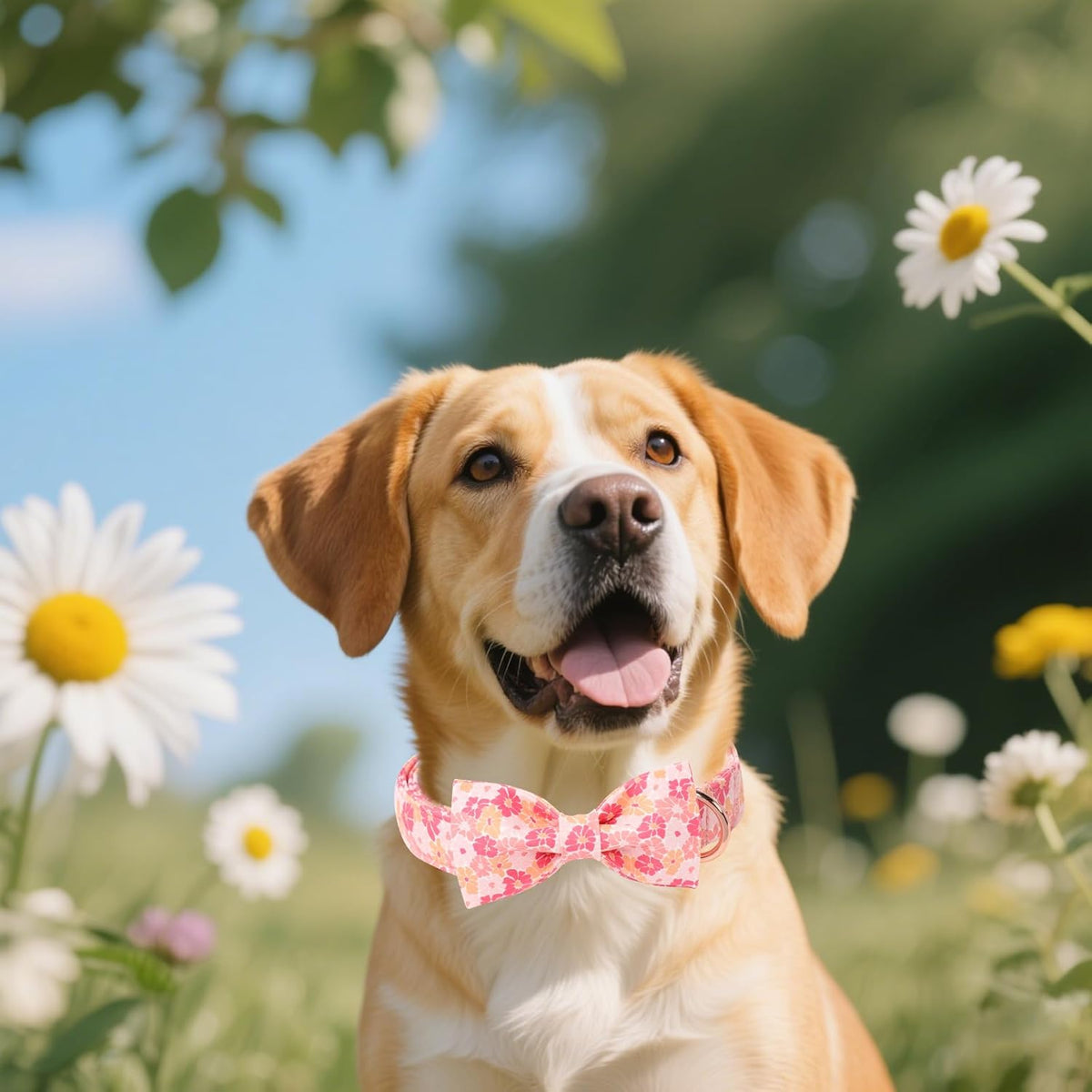 Unique style paws Cartoon Dog Collar with Bow Spring Summer Puppy Collar with Flower for Small