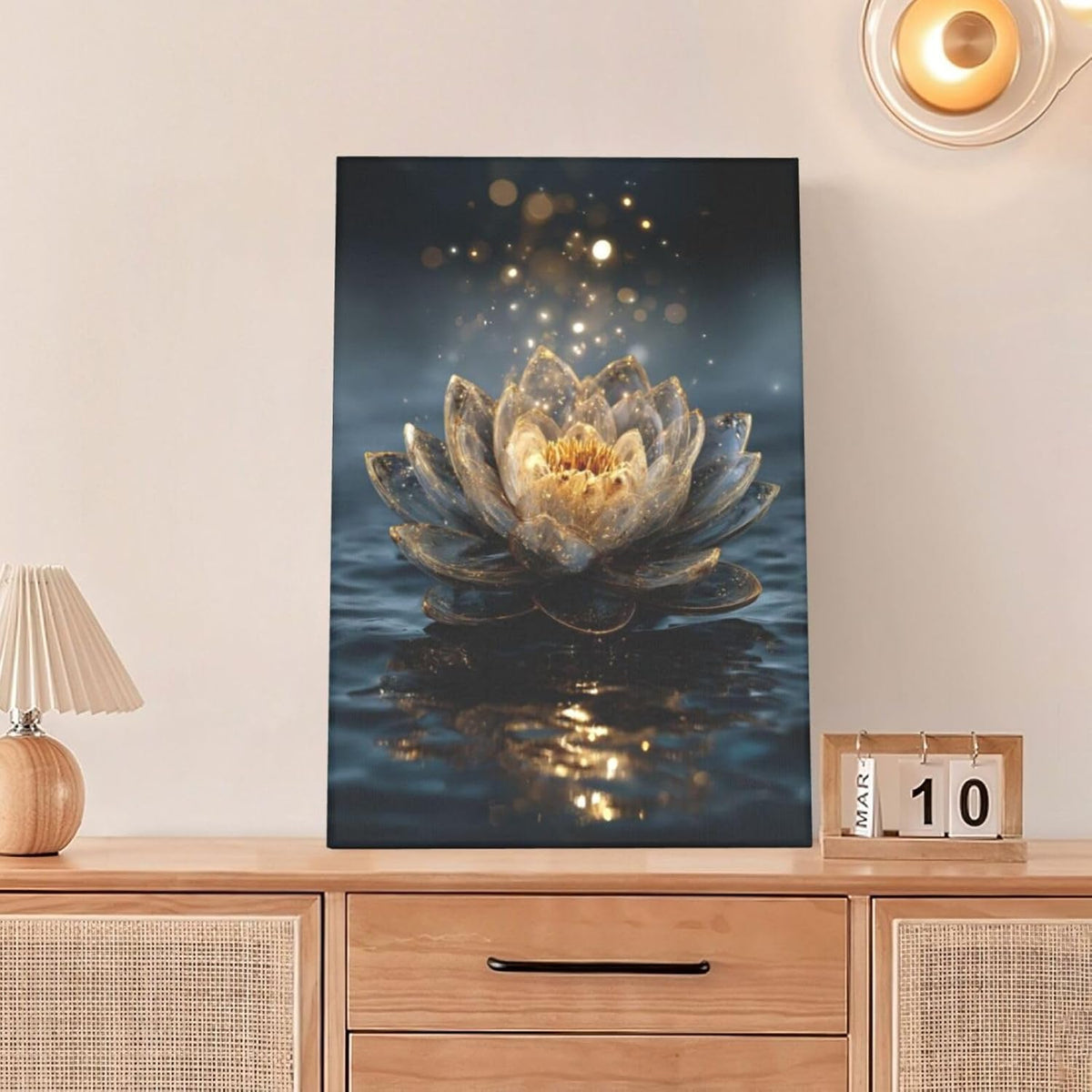 Zen Lotus Canvas Wall Art Mystical Lotus Bloom in Water Aesthetic Pictures Wall Decor Modern