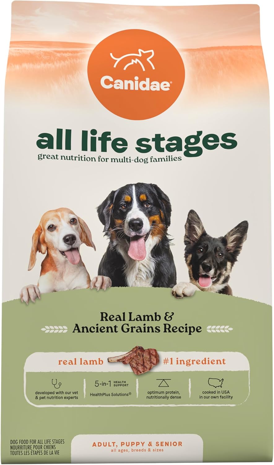 Canidae All Life Stages Real Lamb & Ancient Grains Recipe – High Protein Premium Dry Dog Food for