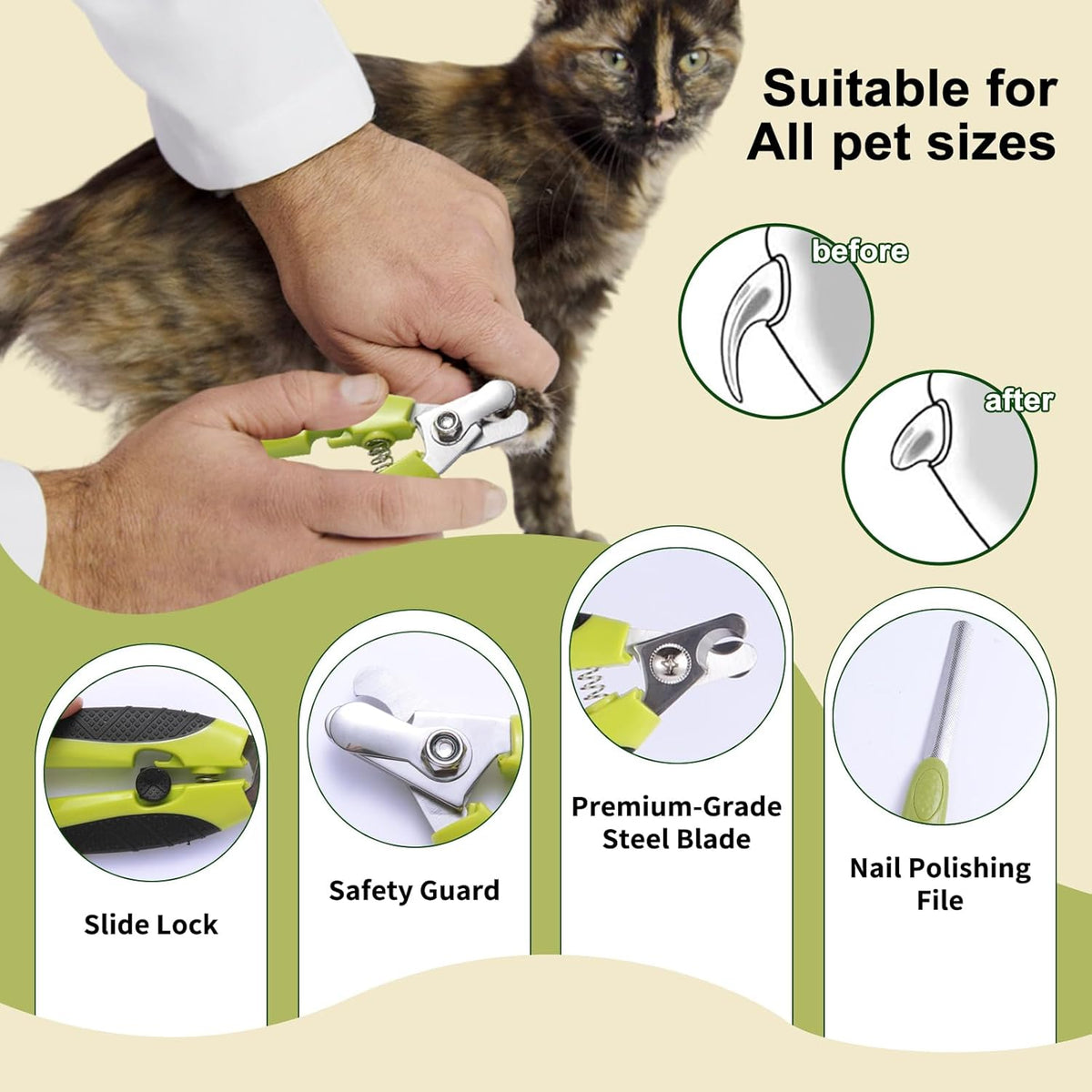 6 PCS Dog and Cat Grooming Kit, Versatile Tools Including Shedding Brush, Nail Clipper with Nail