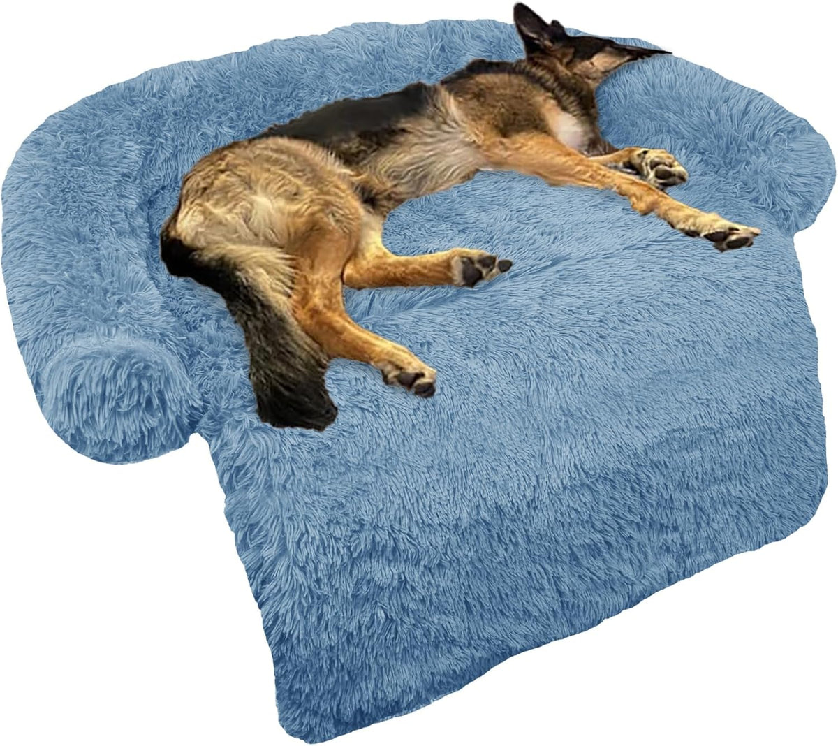 GGIB Calming Dog Bed Fluffy Plush Dog Mat for Furniture Protector with Removable Washable Cover for
