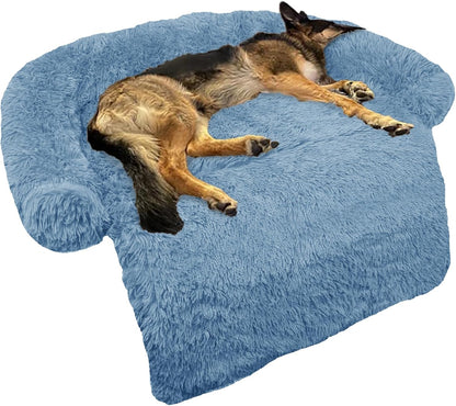 GGIB Calming Dog Bed Fluffy Plush Dog Mat for Furniture Protector with Removable Washable Cover for