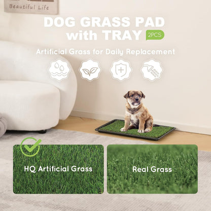 HQ4us Dog Grass Pad with Tray Small 23" x 16" Dog Litter Box Toilet for Puppy (No Grate) with