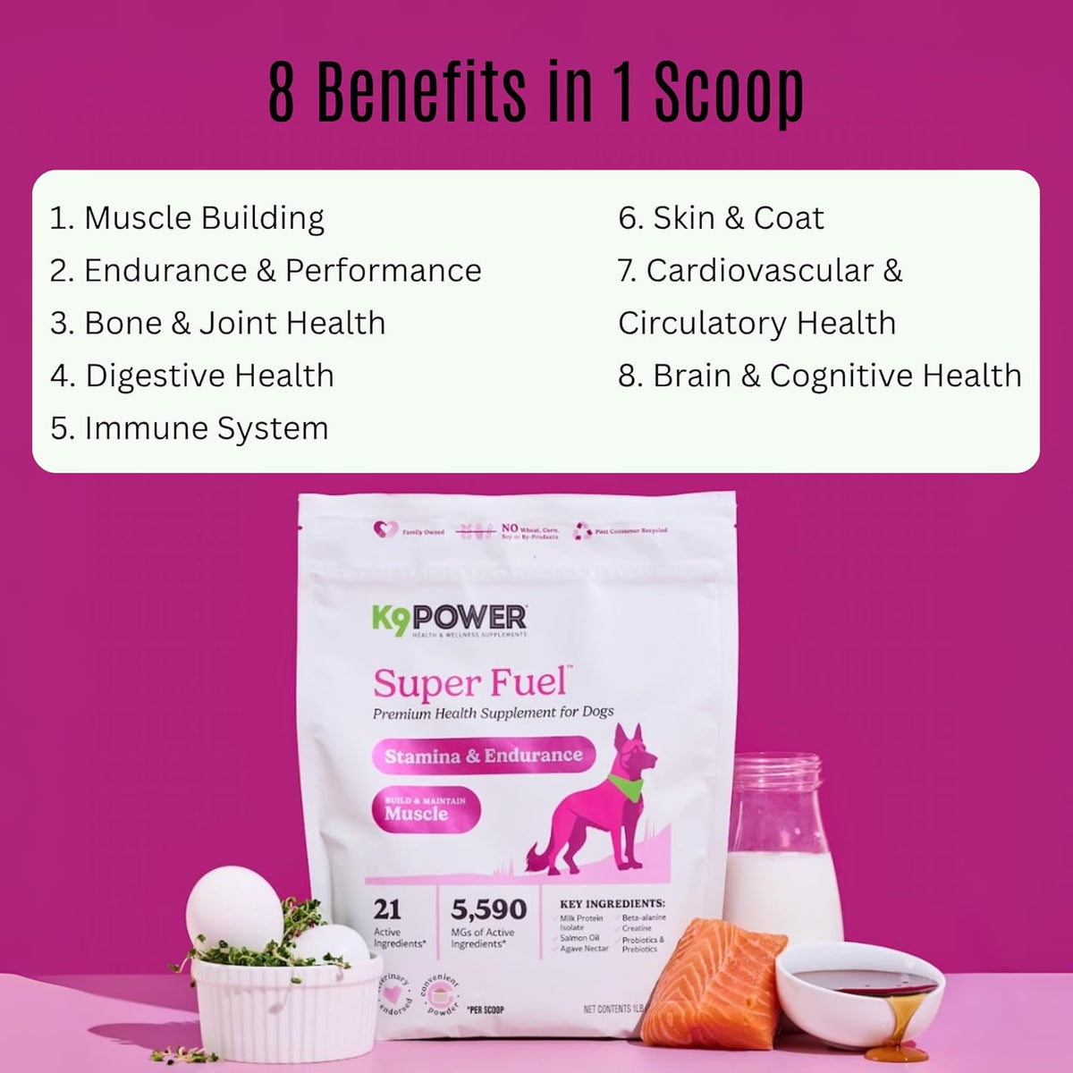 K9 Power Super Fuel for Dogs 1lb - Boosts Energy Levels Supports Muscle Growth & Enhances Joint