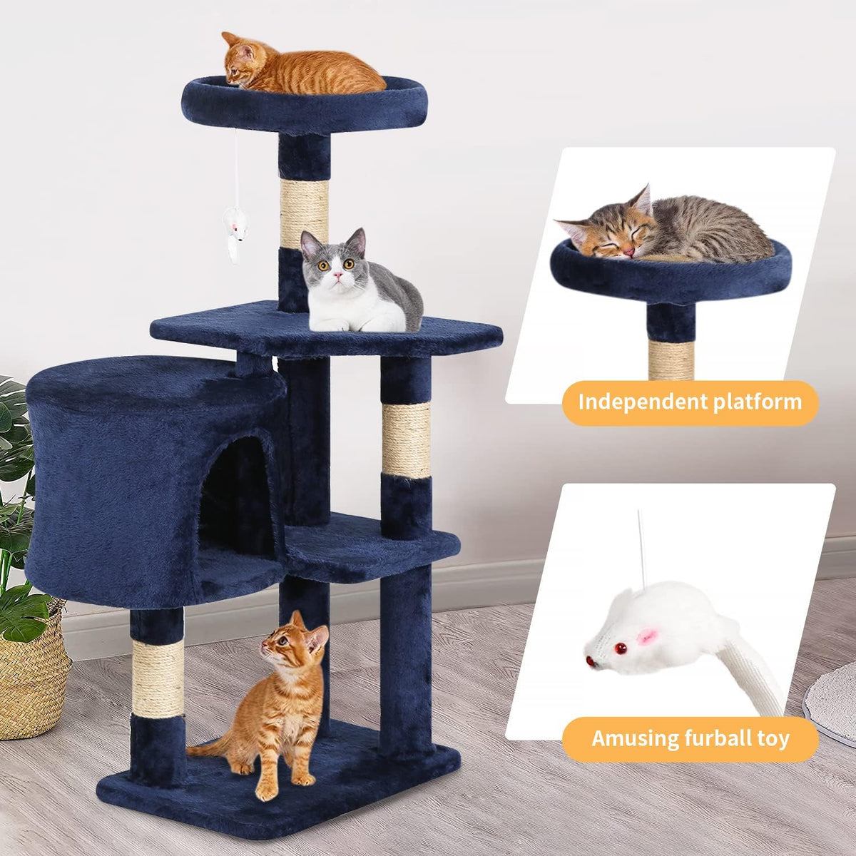 BestPet Cat Tree 36 inch Tall Scratching Toy Activity Centre Cat Tower Cat Condo Multi-Level
