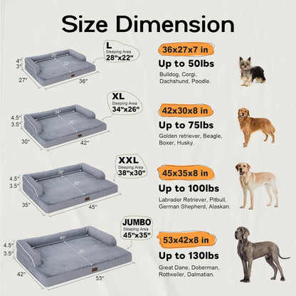 Large Dog Bed Orthopedic Washable - Beds Bolster Pet - XXL XXLarge Big Dogs - Memory Foam - Couch