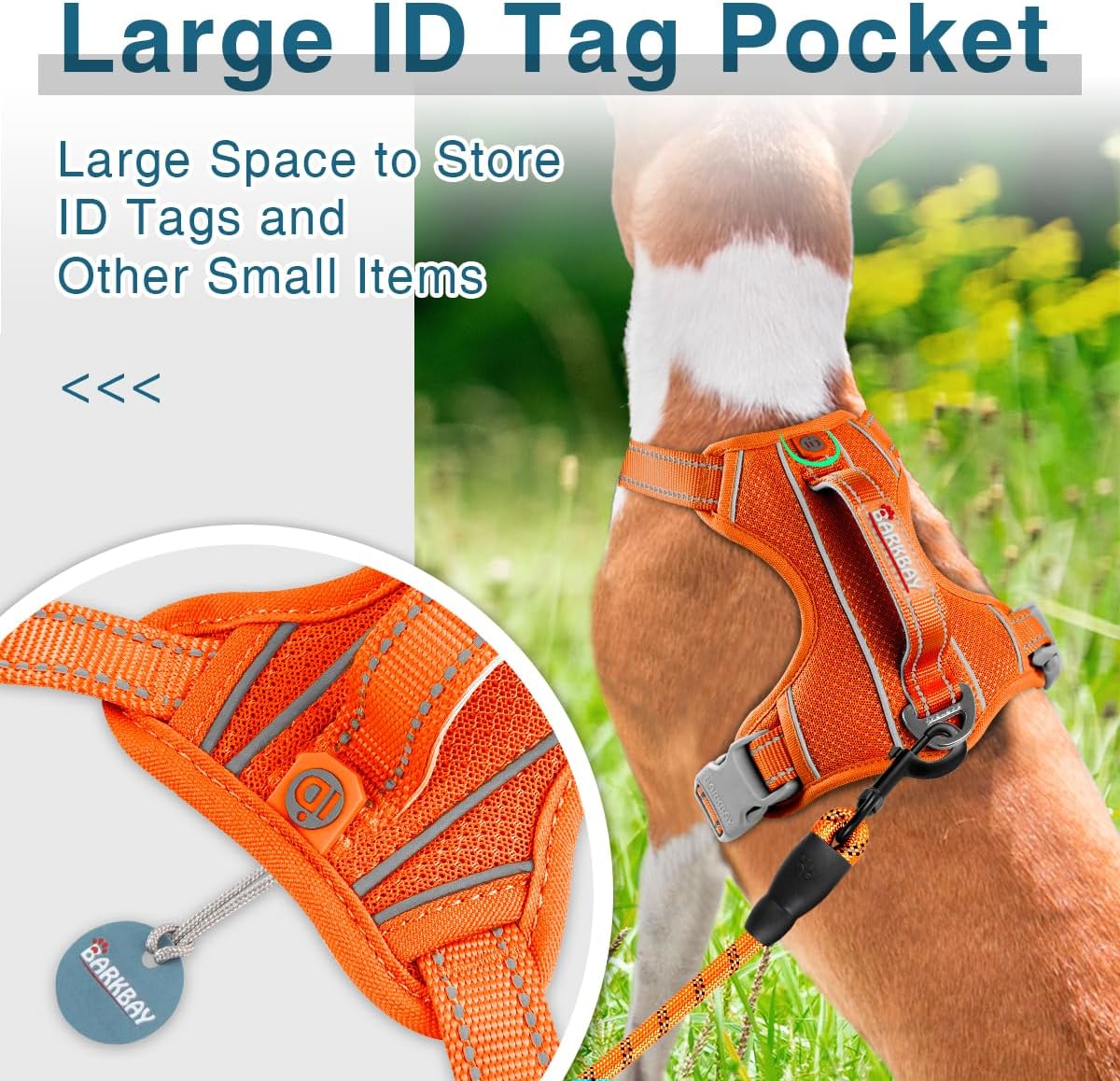 BARKBAY Dog Harness No Pull with ID Tag Pocket - Heavy Duty, Reflective, Easy Control for Large