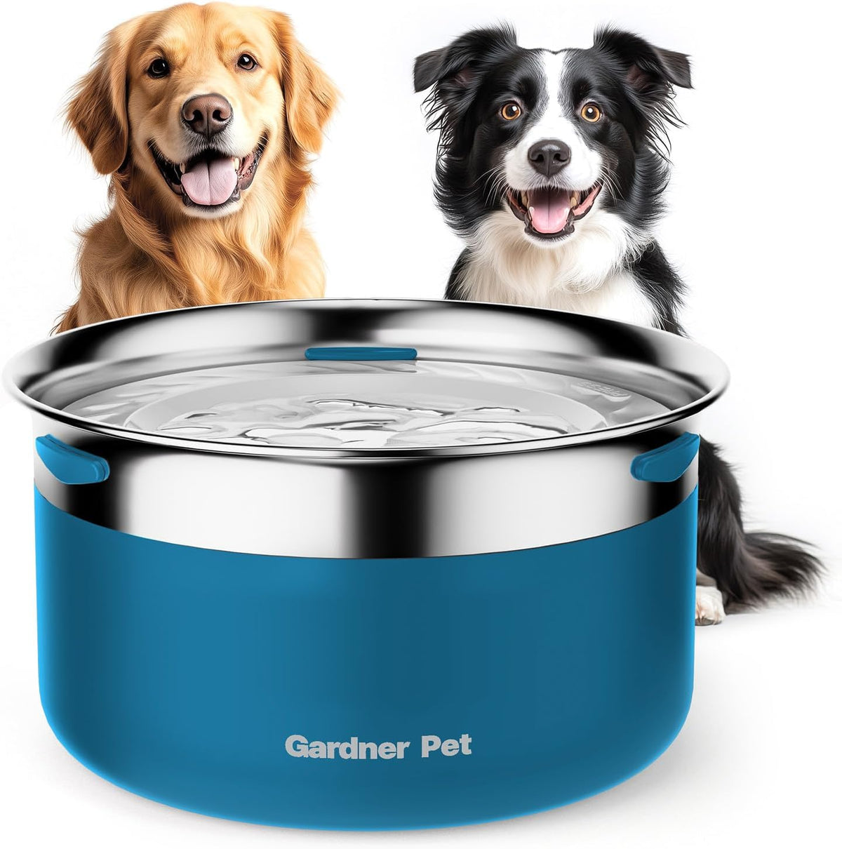 Gardner Pet Dog Bowls 1 Gallon (3.85L) Stainless Steel No Spill Dog Water Bowl, Slow Water Feeder