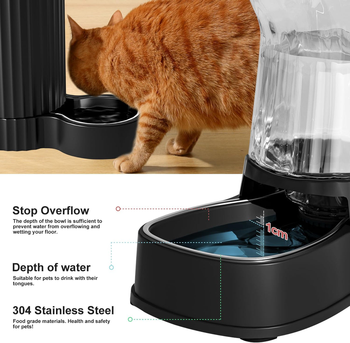 Gardner Pet Automatic Dog Water Dispenser Gravity Stainless Steel Water Waterer Feeder, 100%